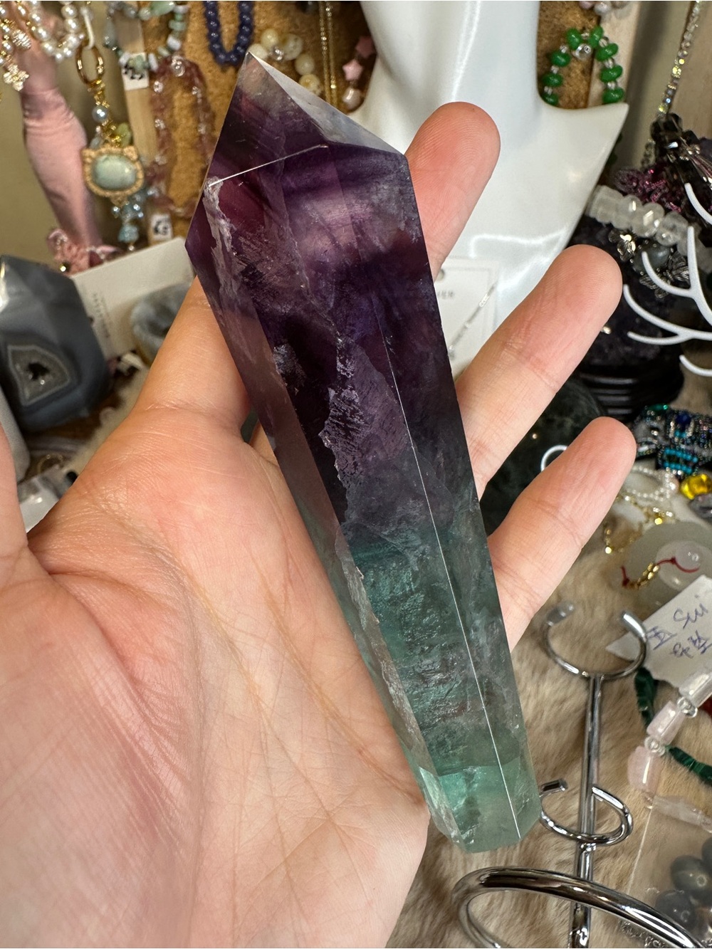 Fluorite Crystal Tower with Stand 4.8 inches - Picture 2 of 6